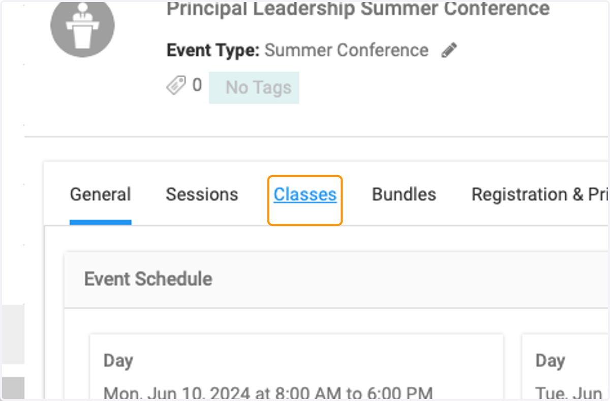 Click on Classes