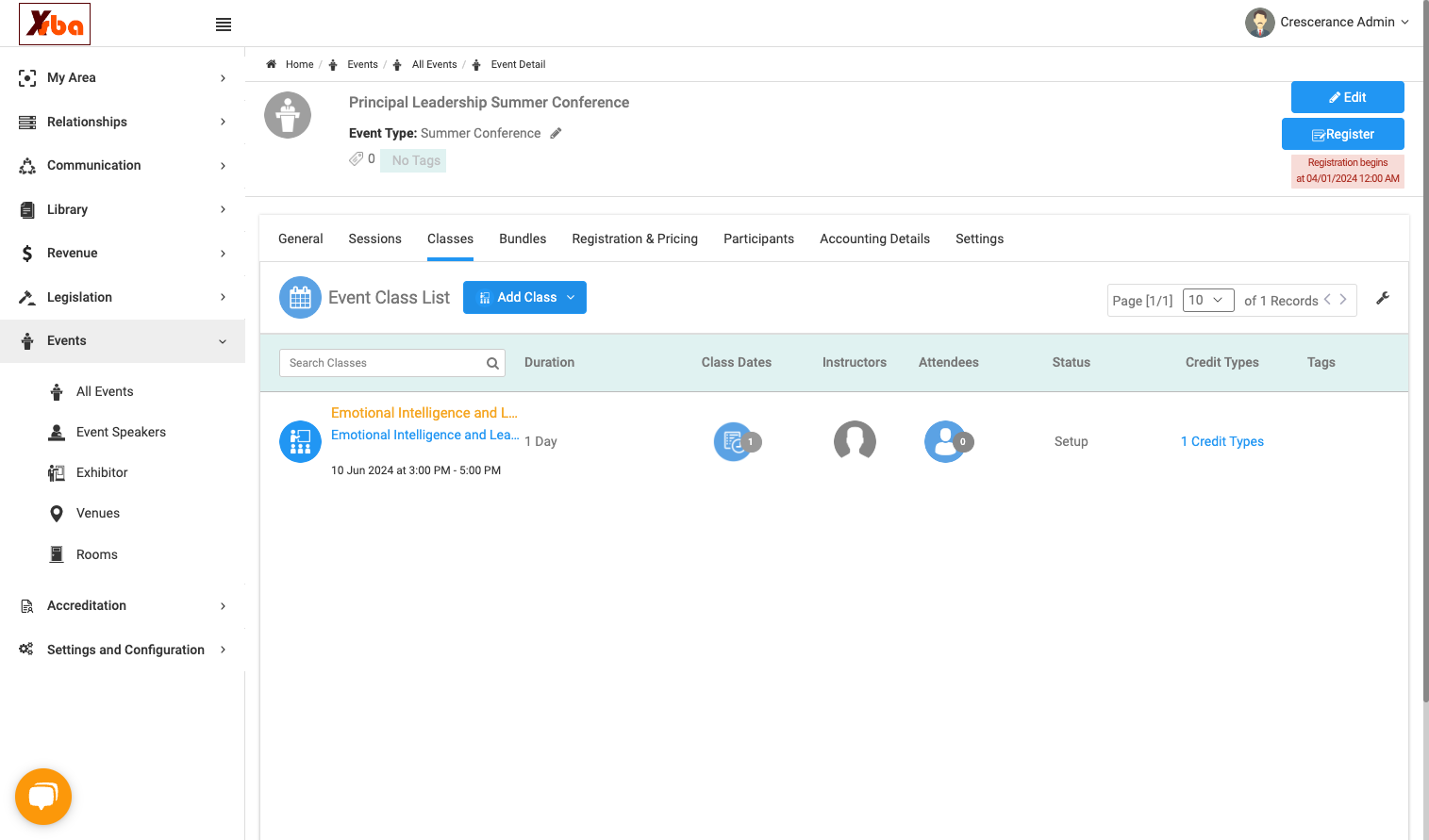 Click on Add Class
