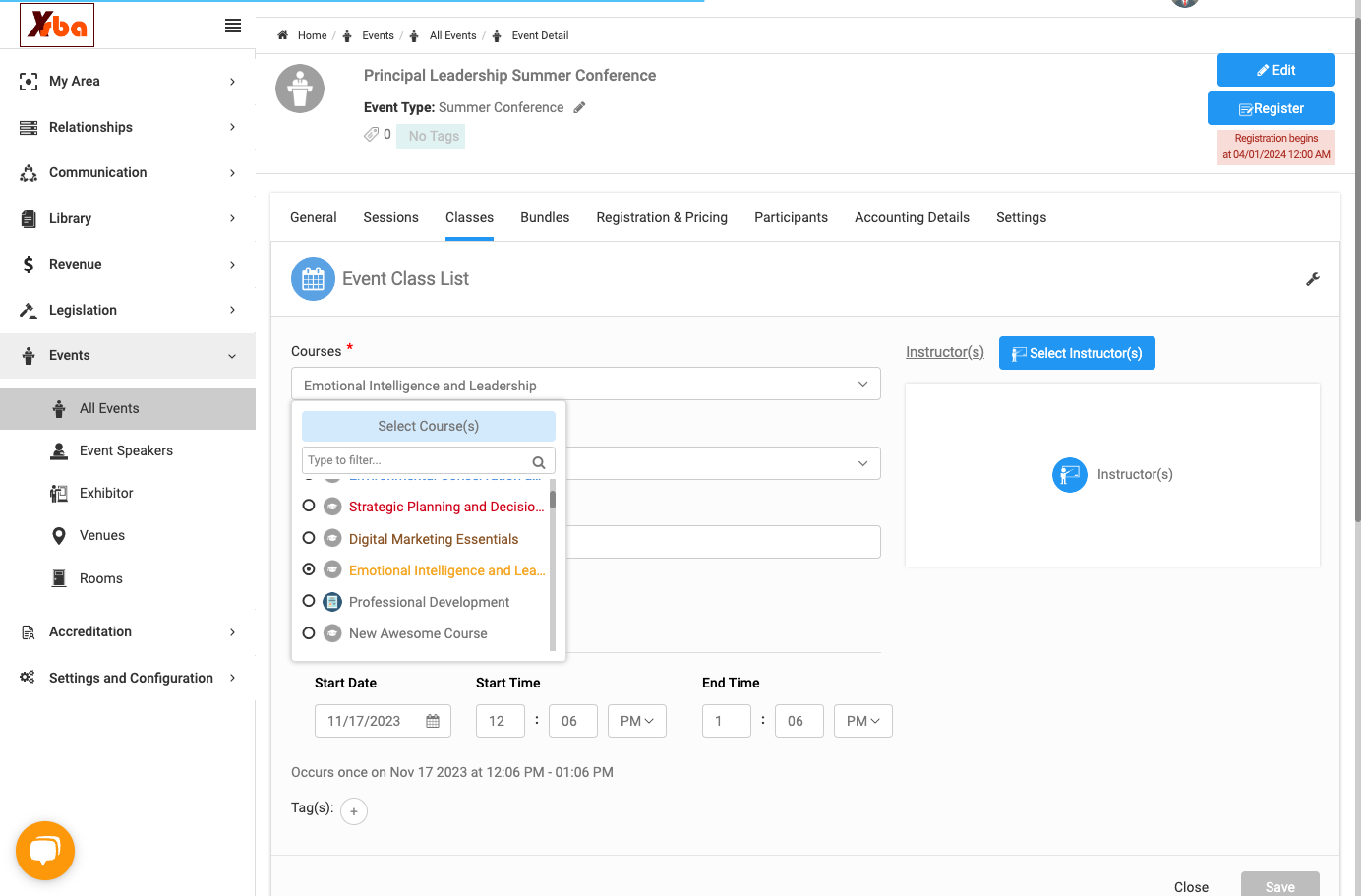 Click on Select Course(s)…