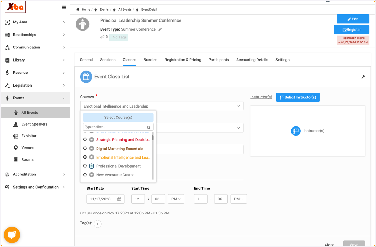 Click on Select Course(s)…