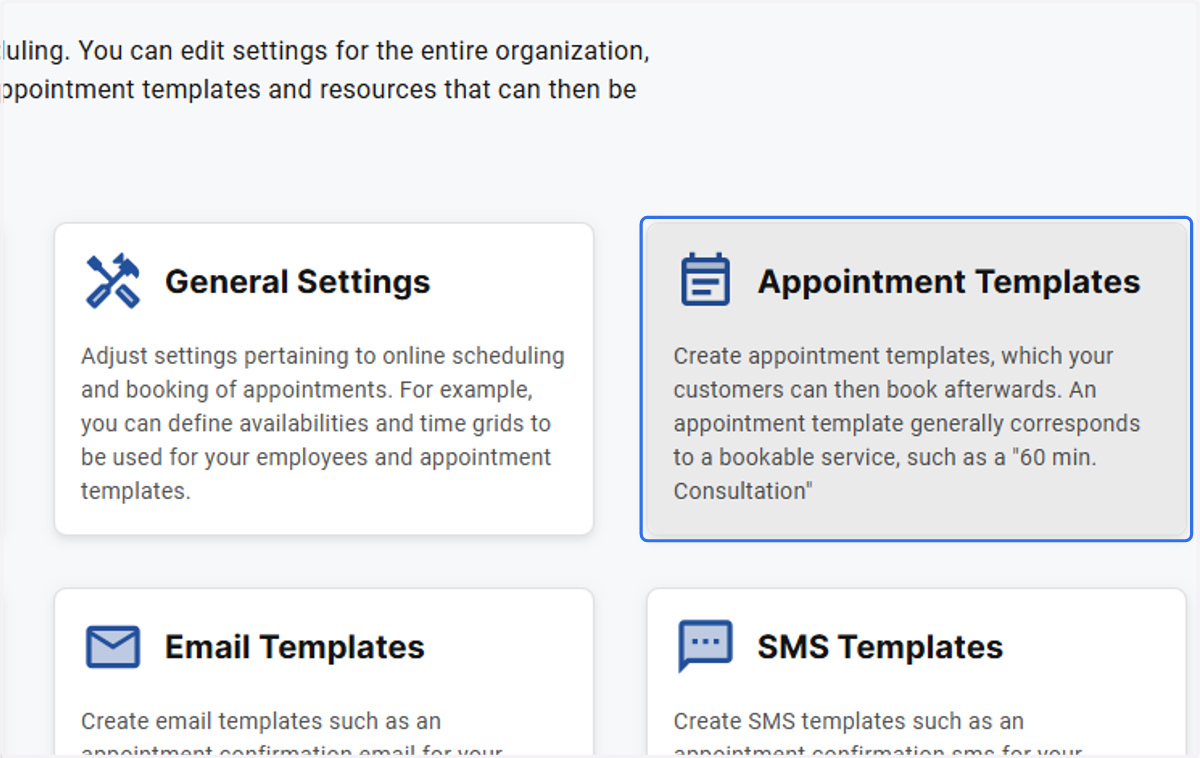 Click on Appointment Templates