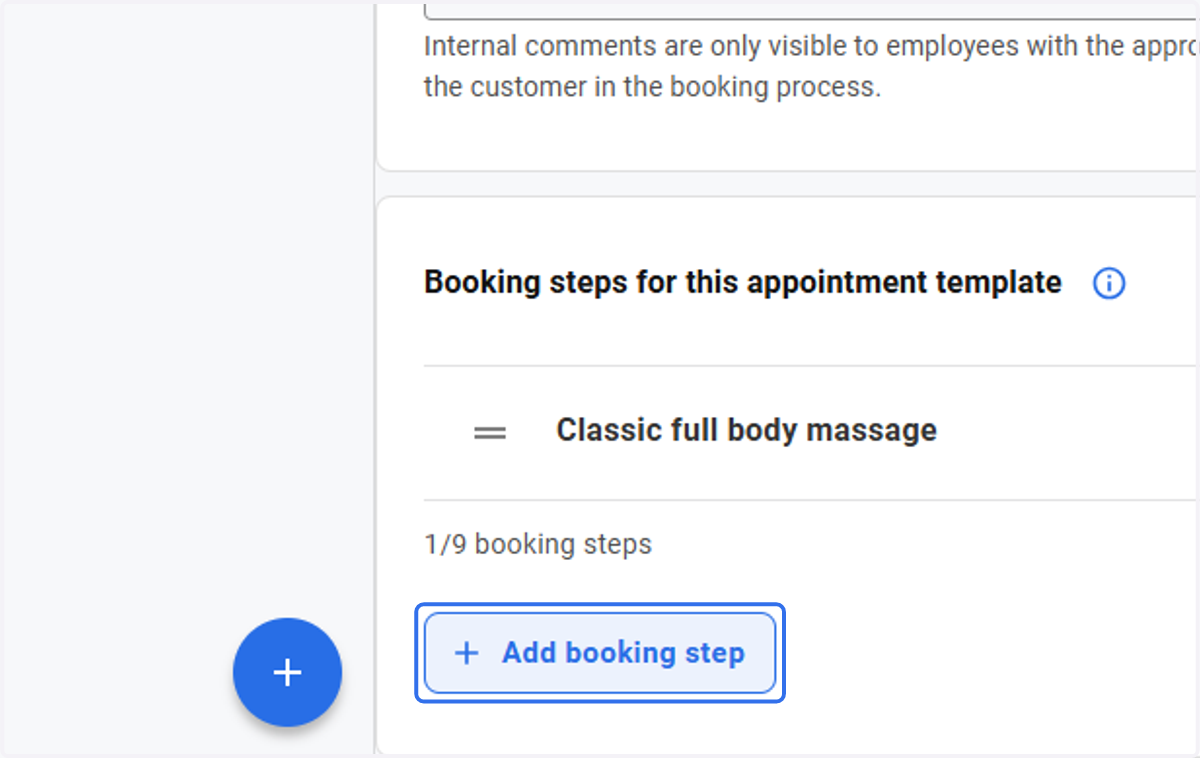 Click on Add booking step
