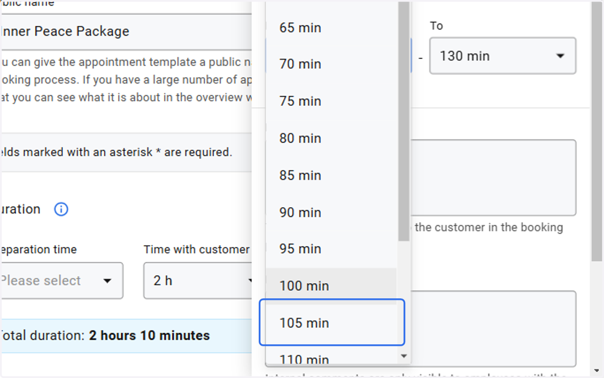 Adjust the time according to the booking step