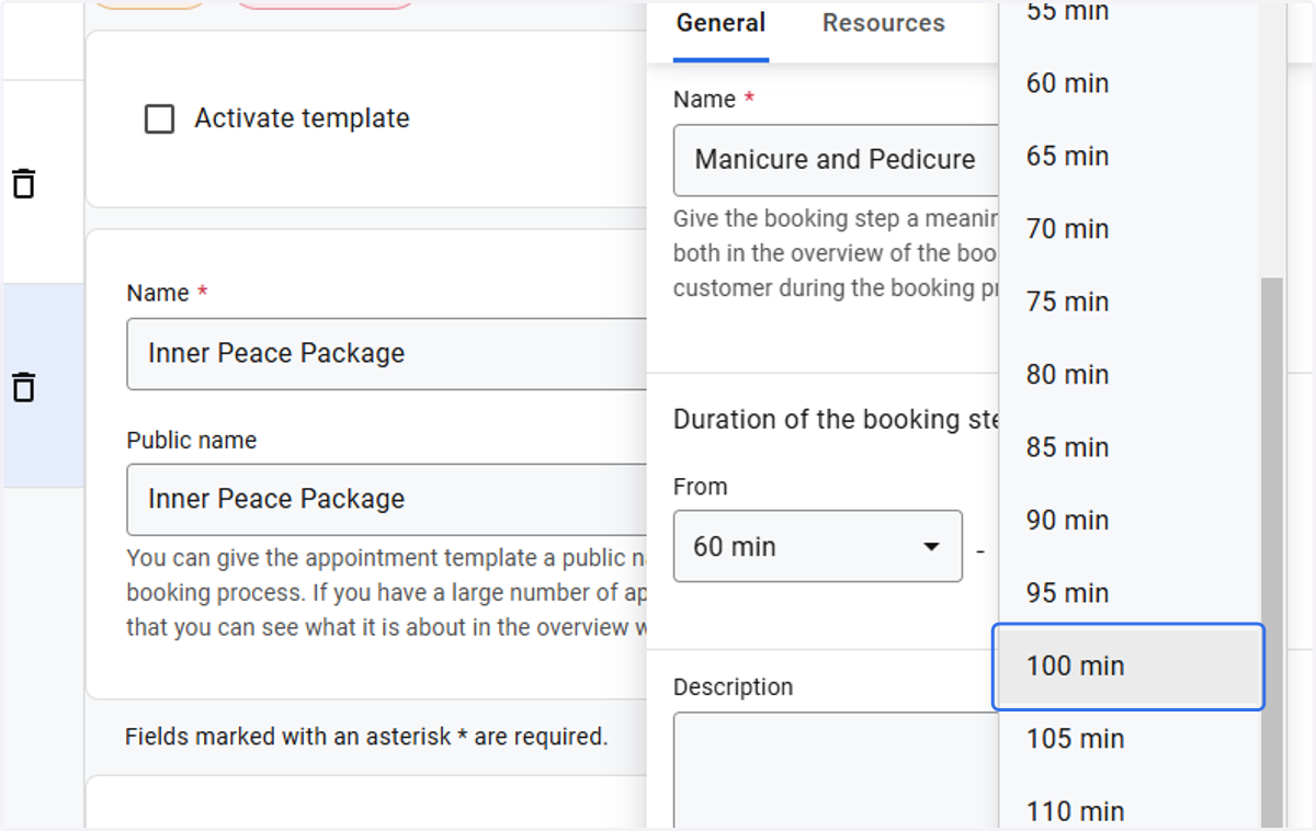 Adjust the time according to the booking step