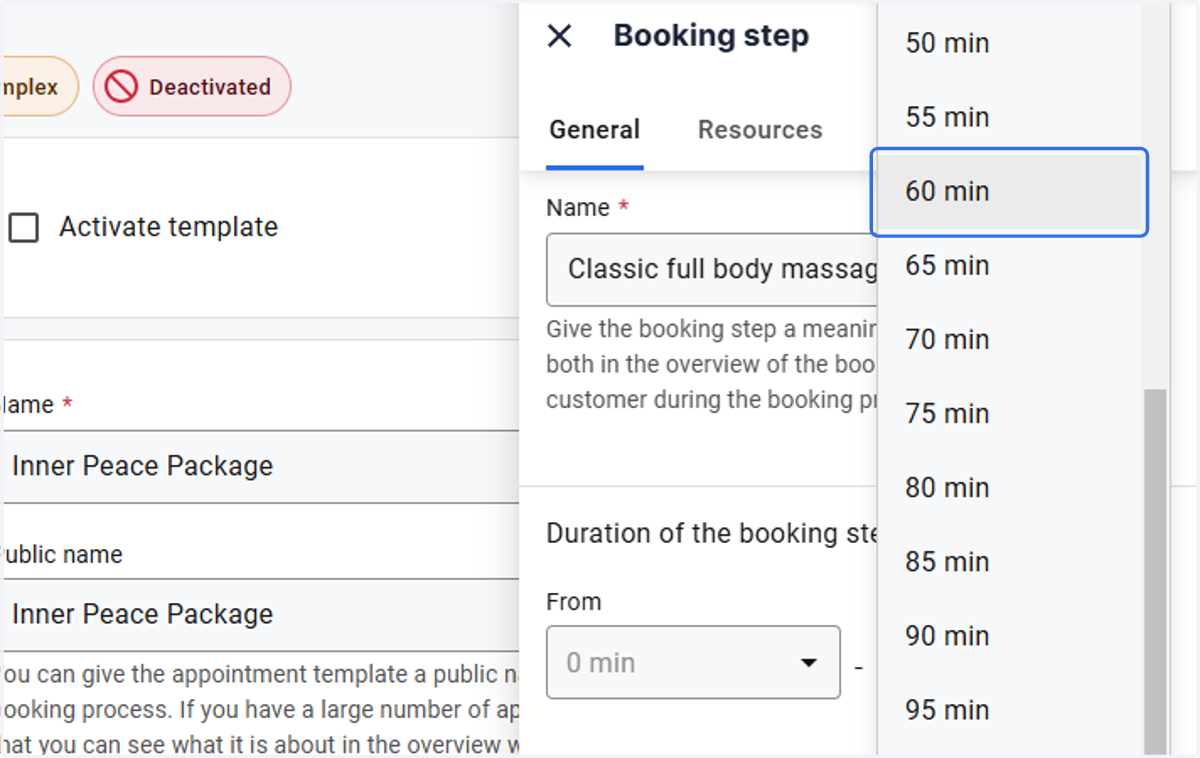 Adjust the time for this booking step