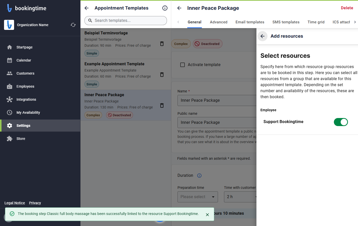 Click on the arrow and close the booking step menu.