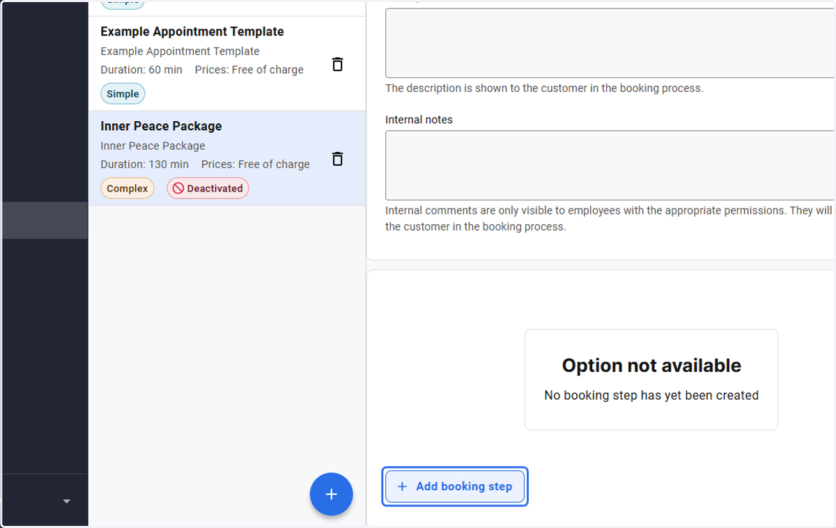 Click on Add booking step