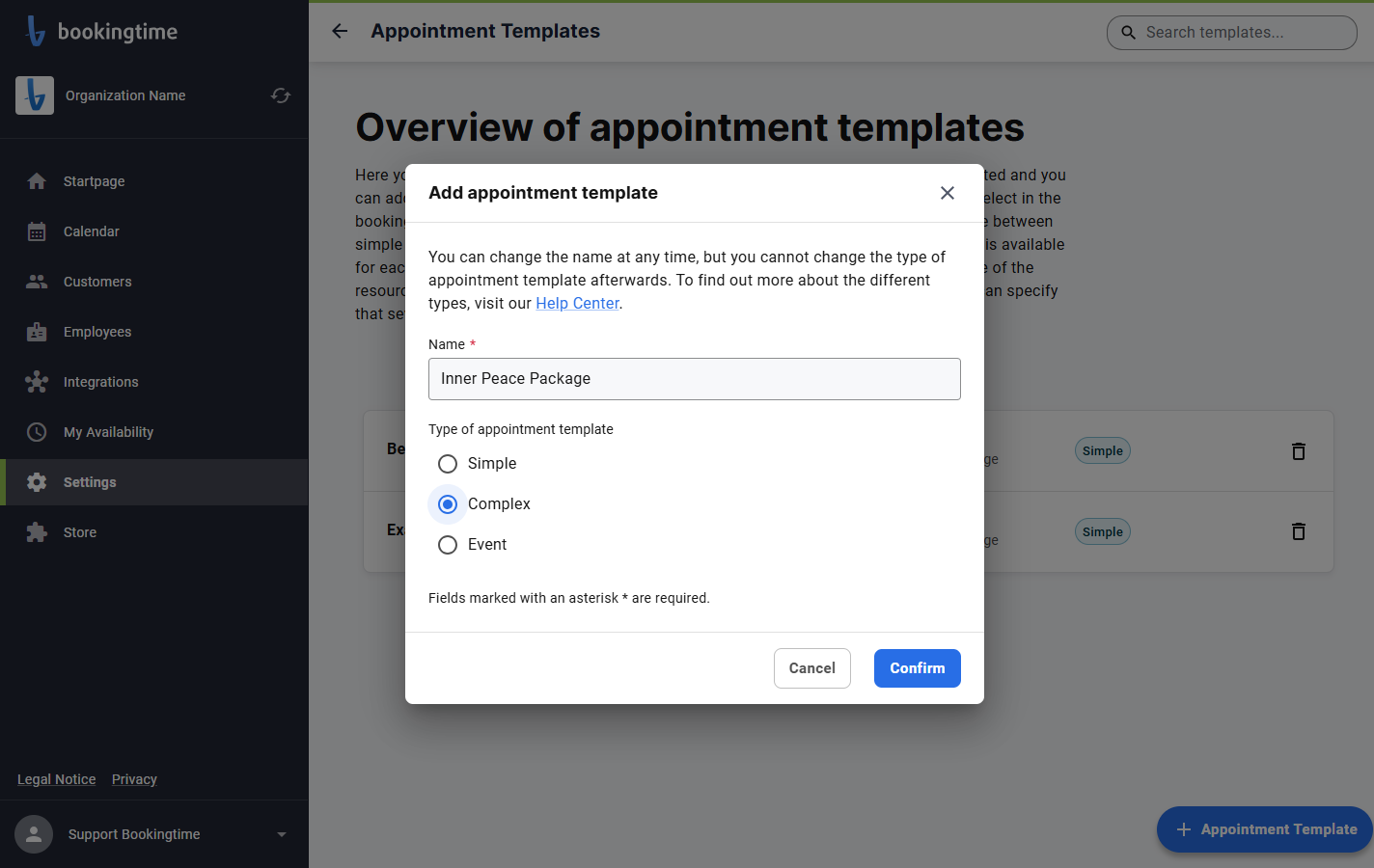 Select "Complex" and click Confirm