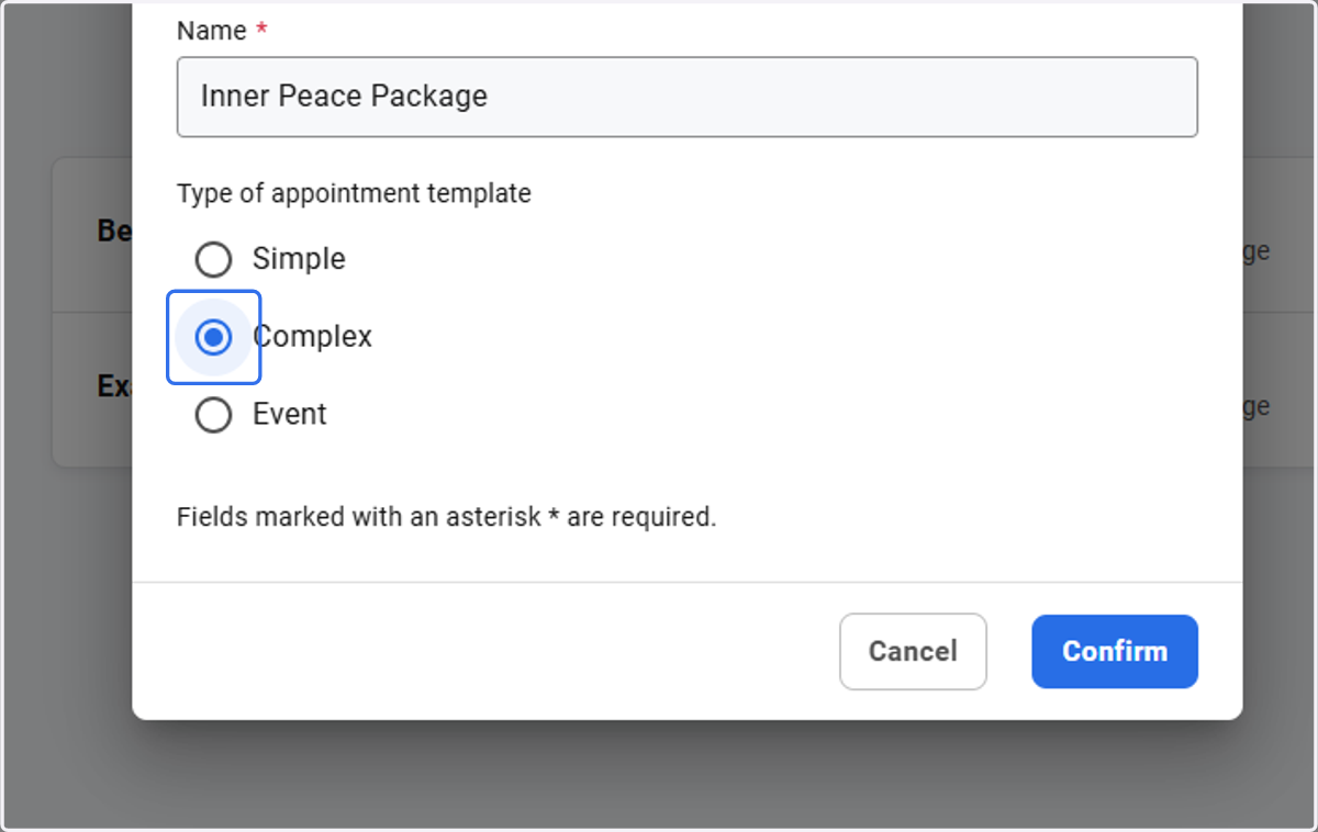 Select "Complex" and click Confirm