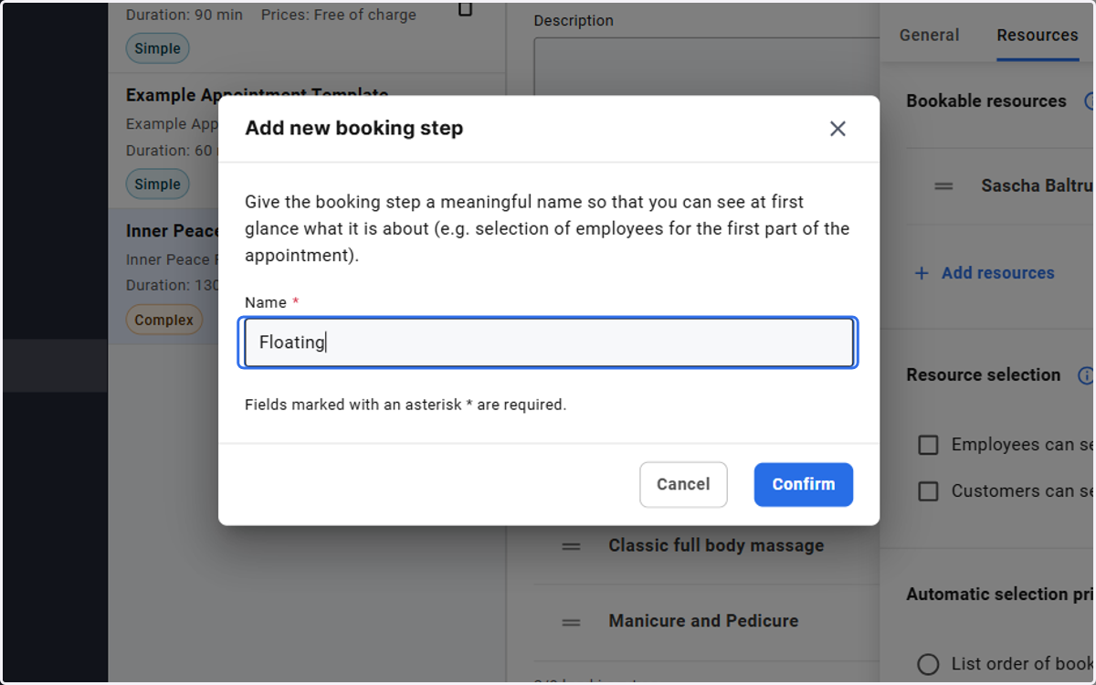 Type "Floating" and click Confirm