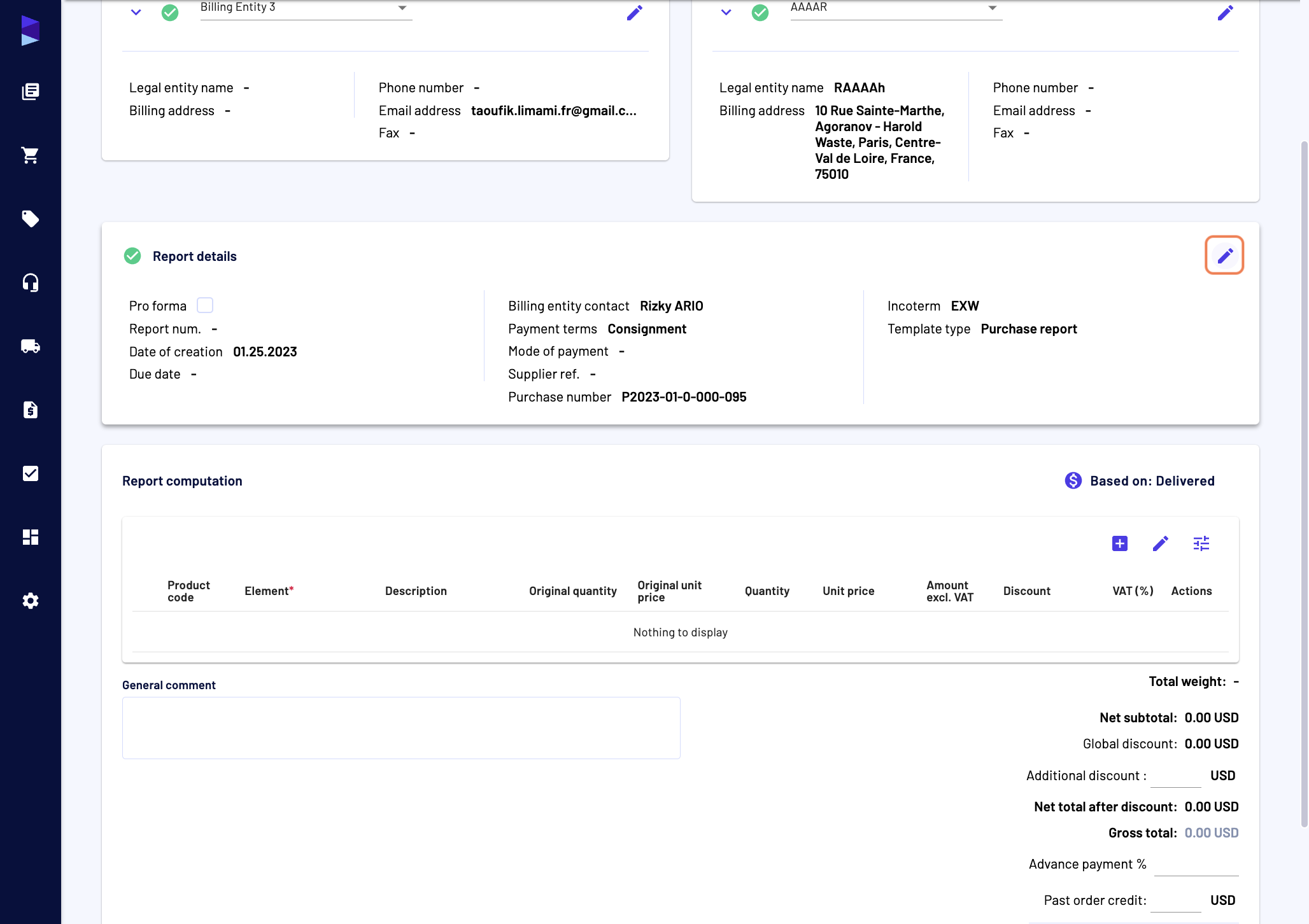 You can check the report details and make changes