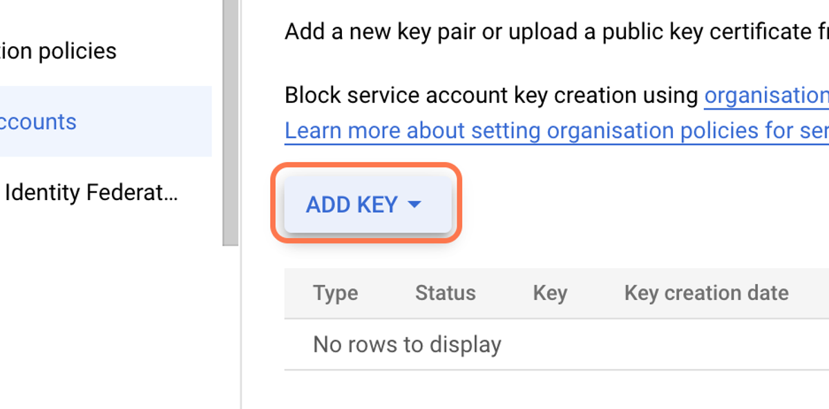 Click on 'ADD KEY' Click on 'ADD KEY'