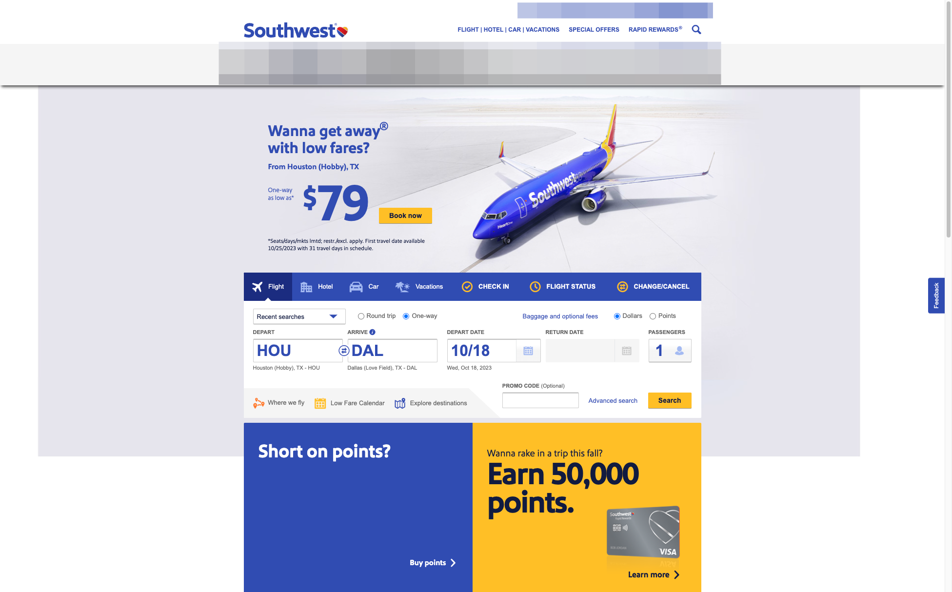 Enter your search details in the box on the home page
