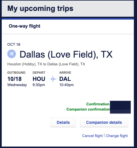 You will see your Companion's confirmation number attached!
