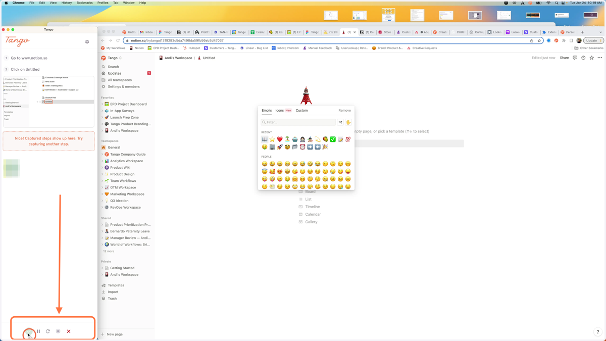 The real-time capture panel has also allowed us to remove the green check mark from screenshots! To complete, discard, pause, or Live Blur your Tango, go to the bottom of the capture panel to access your controls.
