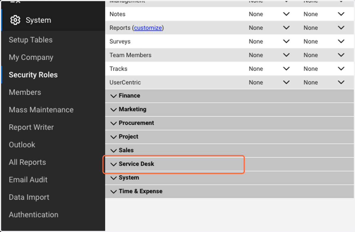 Click on Service Desk