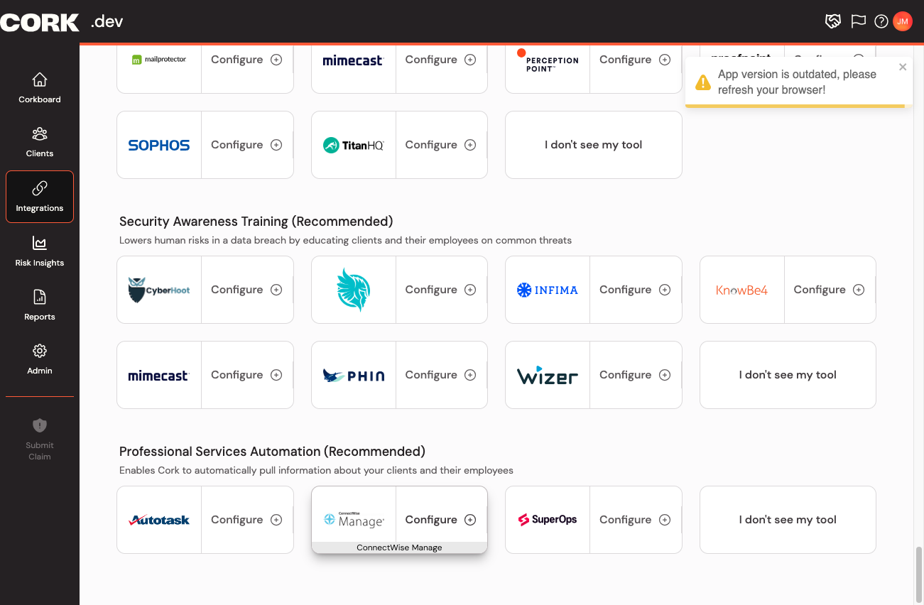 Click on Configure ConnectWise Manage integration…