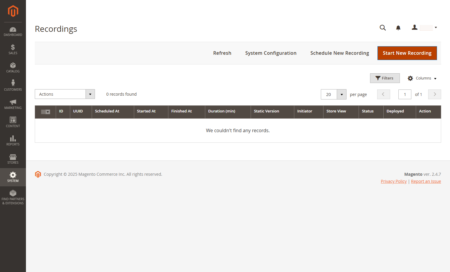 Click on Start New Recording