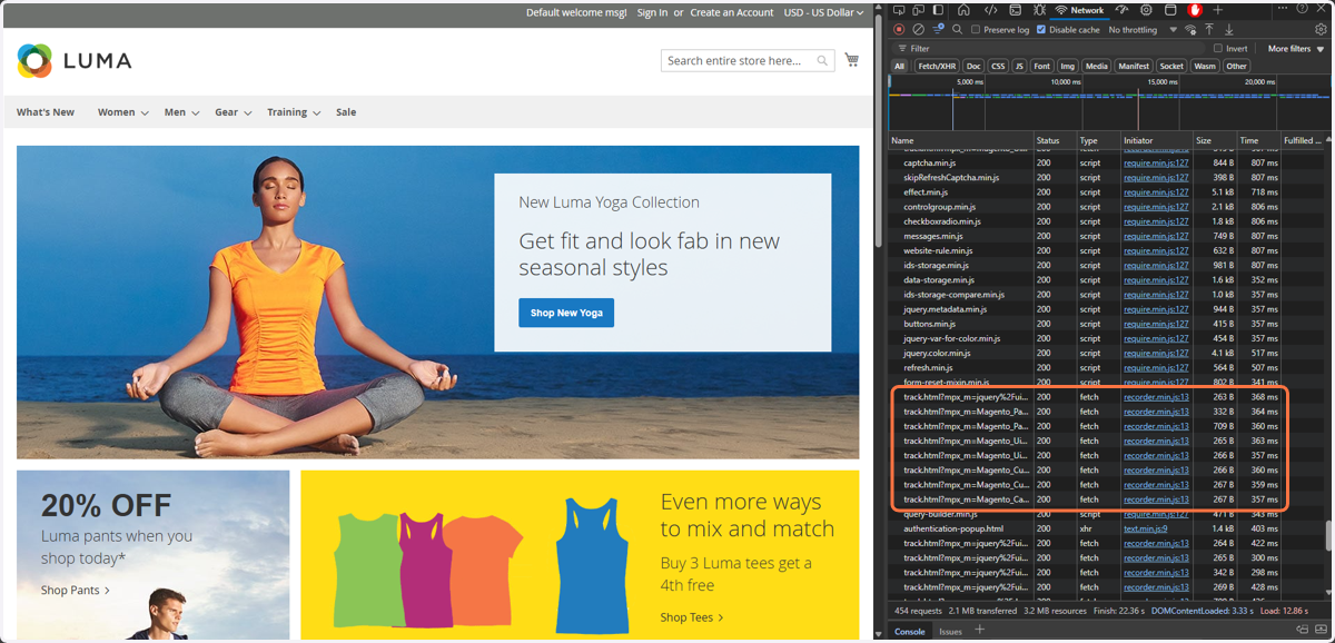 Visiting website while recording is running