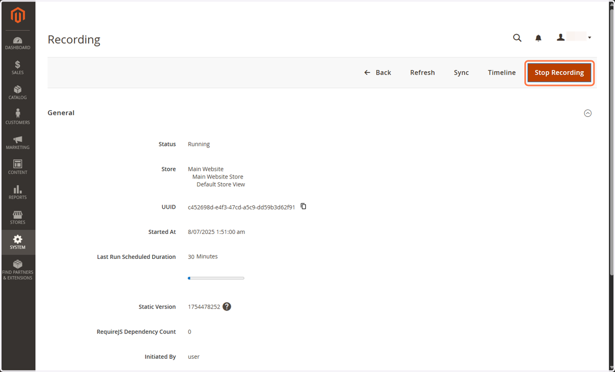 To stop recording manually, Click on Stop Recording