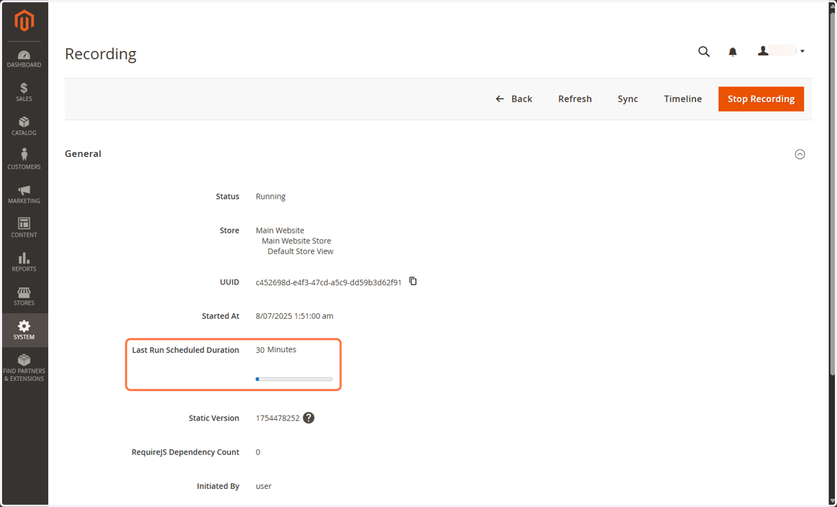 Recording will stop automatically after the duration has passed