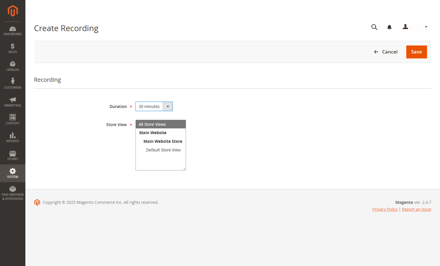 You can choose how long your want your recording to run