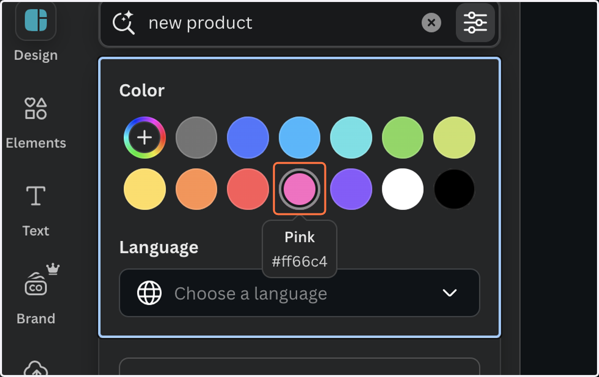 Click on the color of templates you want to see