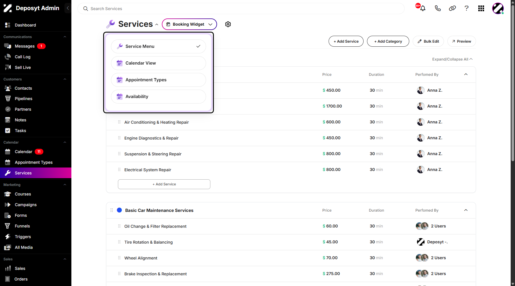Step 4: A pop-up window will appear, allowing you to quickly navigate to the available sections in this dropdown menu.