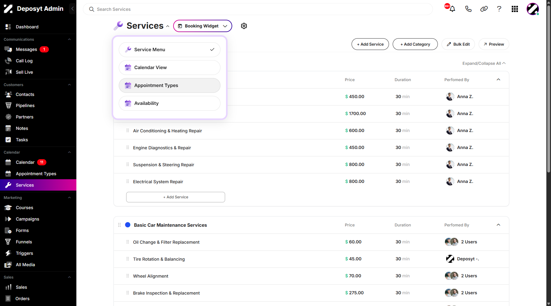 Step 5: Click on Appointment Types to proceed.