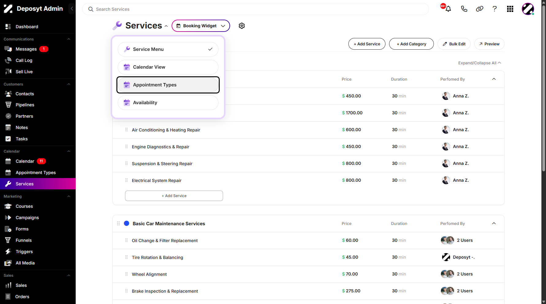 Step 5: Click on Appointment Types to proceed.