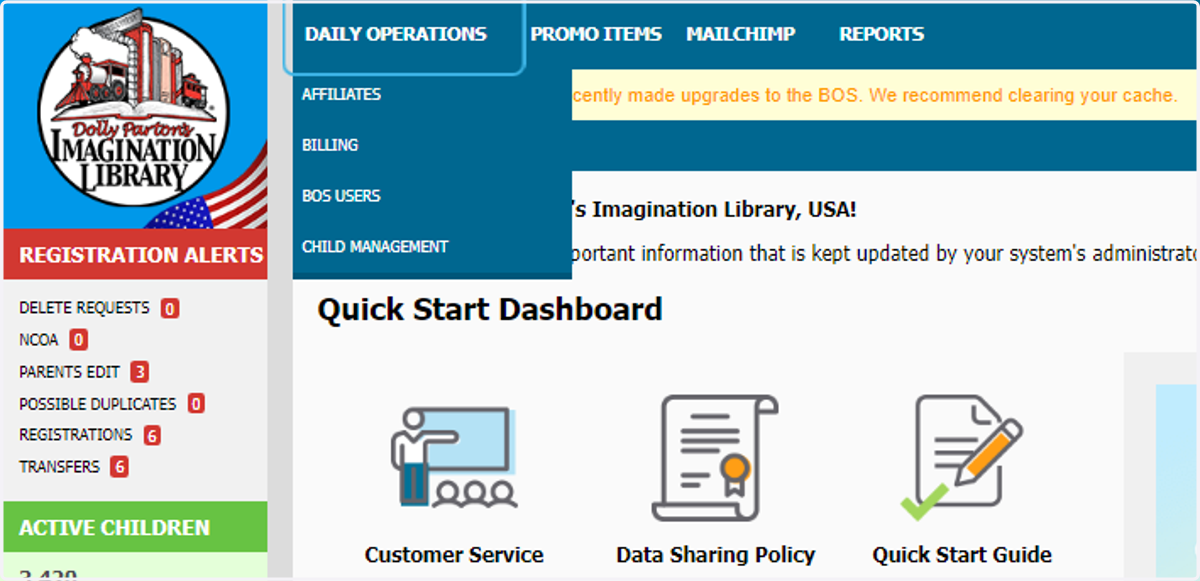 Click on DAILY OPERATIONS
