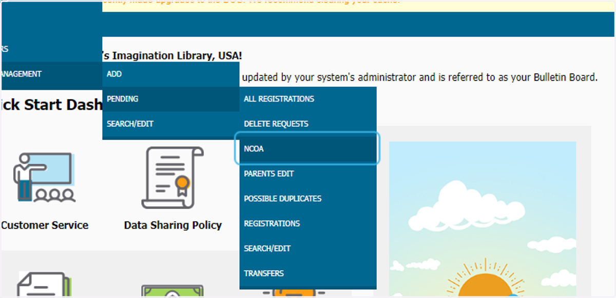 Click on NCOA