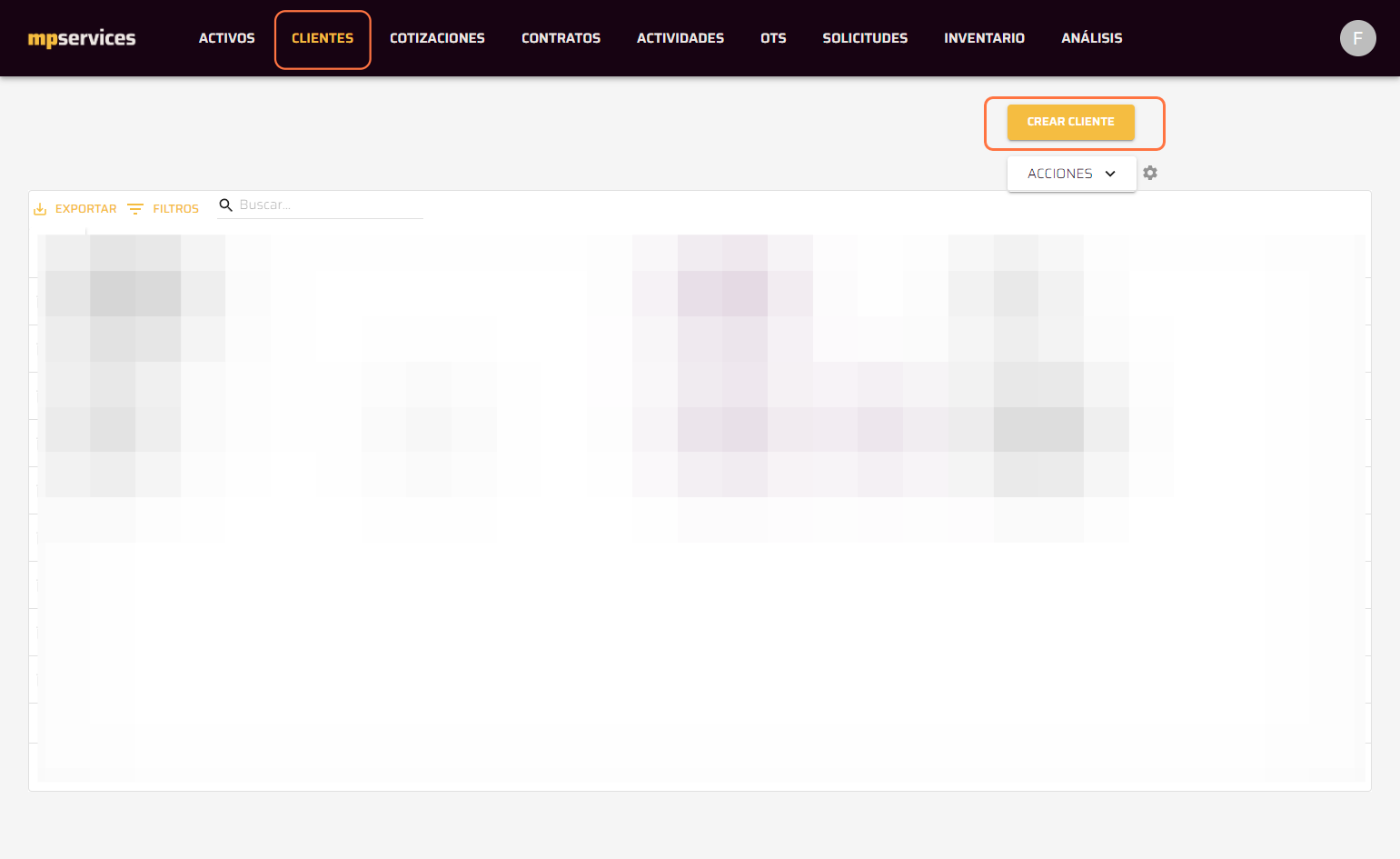 Click on CREAR CLIENTE