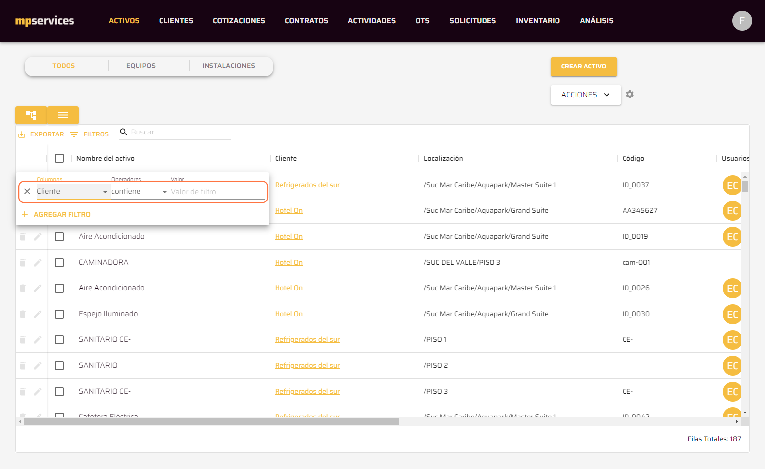 Select Cliente from Columnas