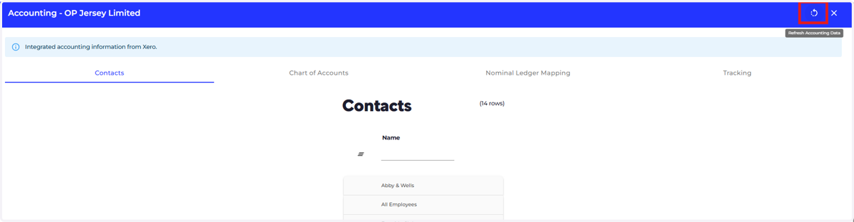 Click the 'Refresh Accounting Data' button
