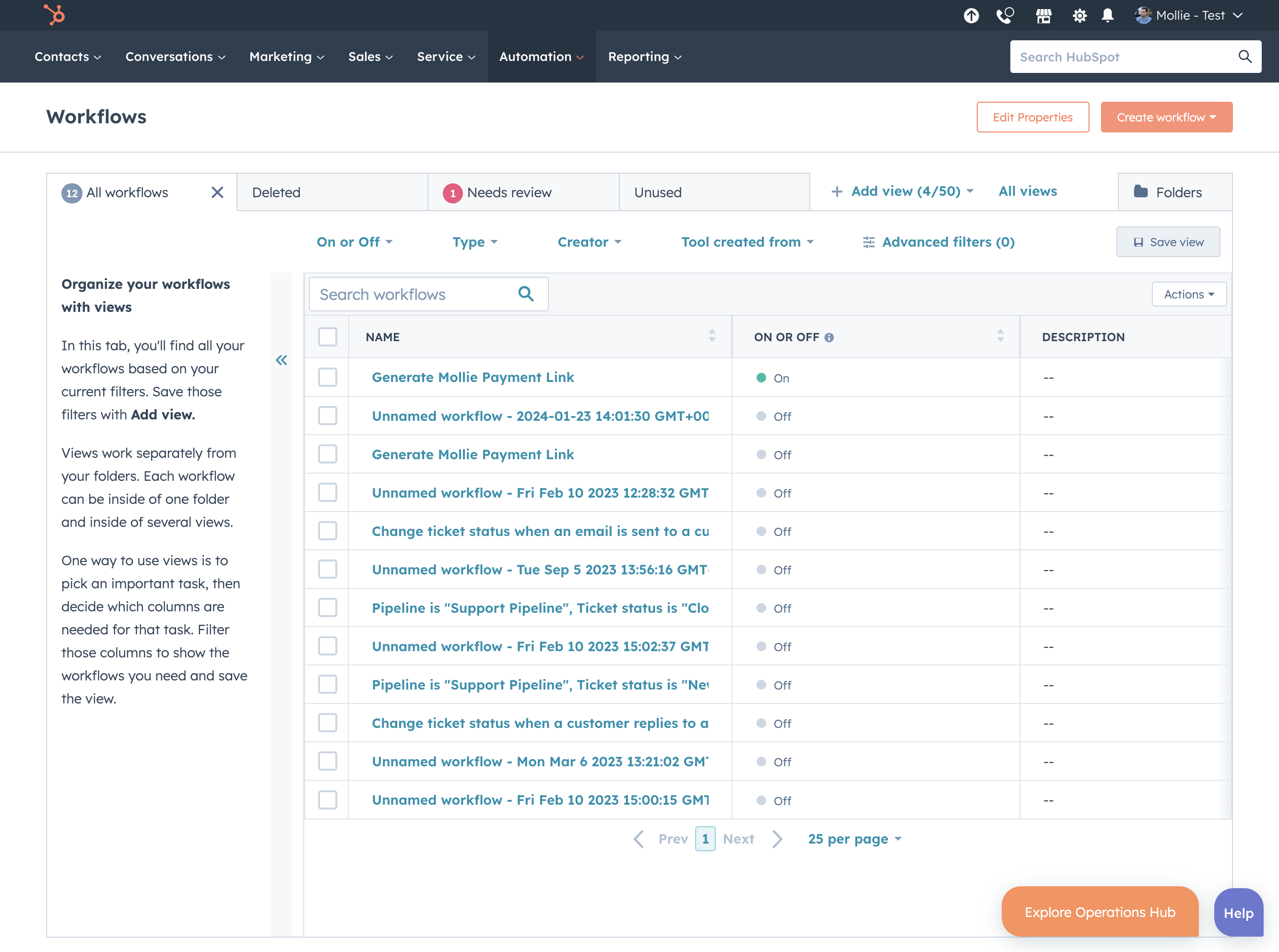 Click on Create workflow