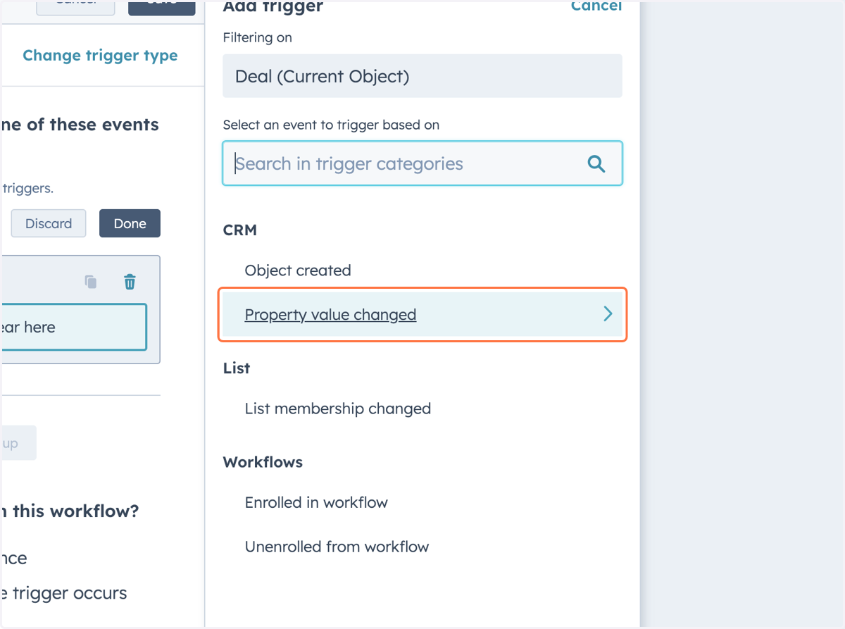 Click on Property value changed