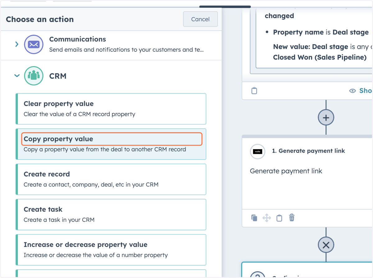 Click on CRM -> Copy property value