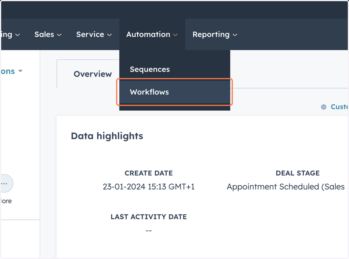 Click on Workflows