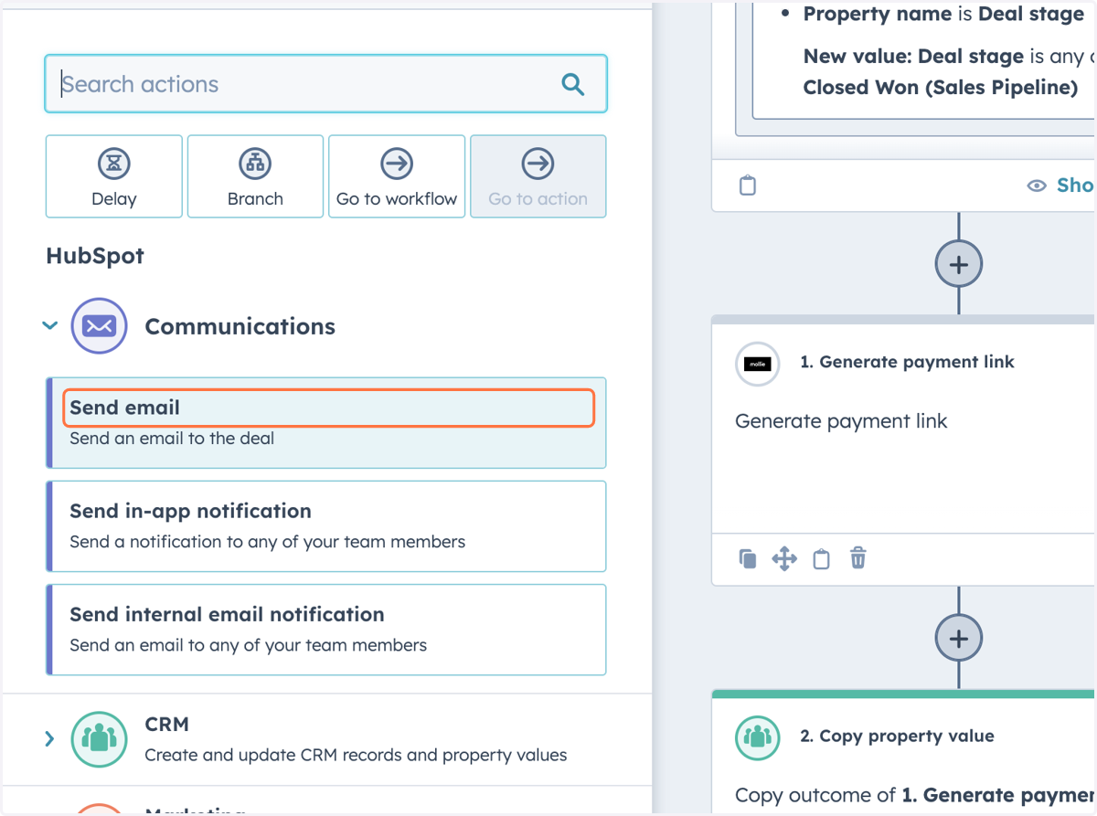 Click on Communications -> Send email