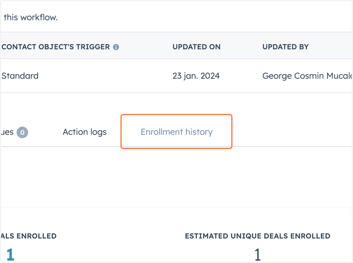 Click on Enrollment history