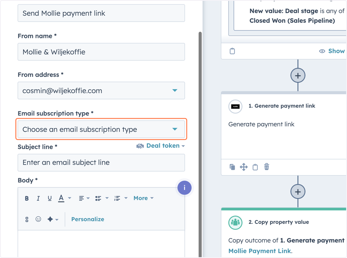 Select subscription type