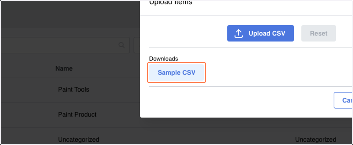 Click on Sample CSV