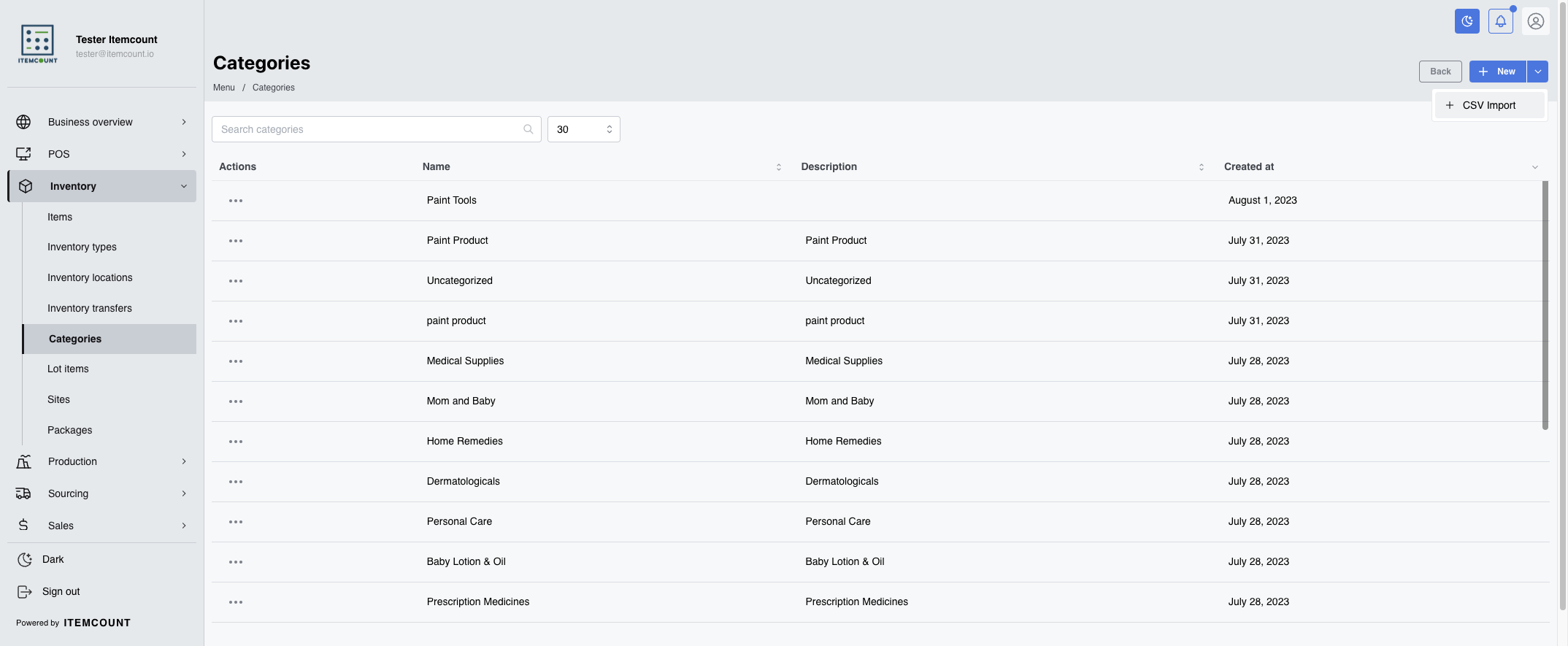 Click on CSV Import
