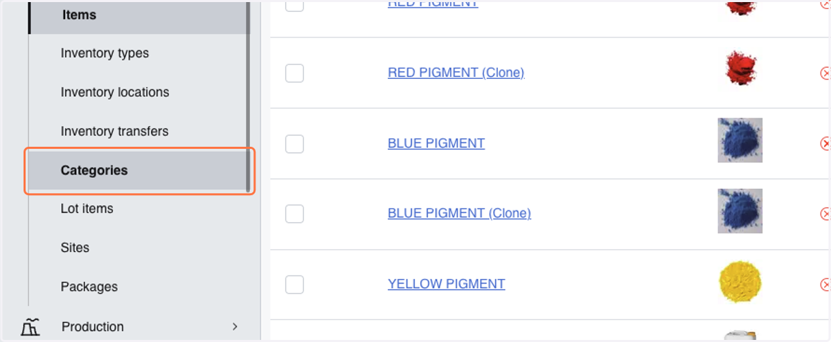 Click on Categories