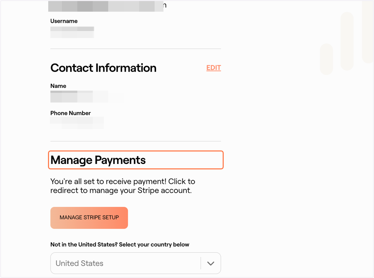 Scroll down to Manage Payments