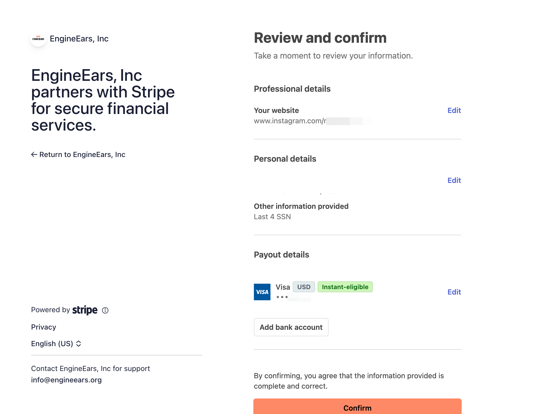 Click 'Edit' Professional details
