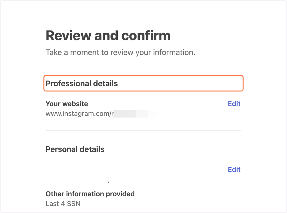 Click 'Edit' Professional details