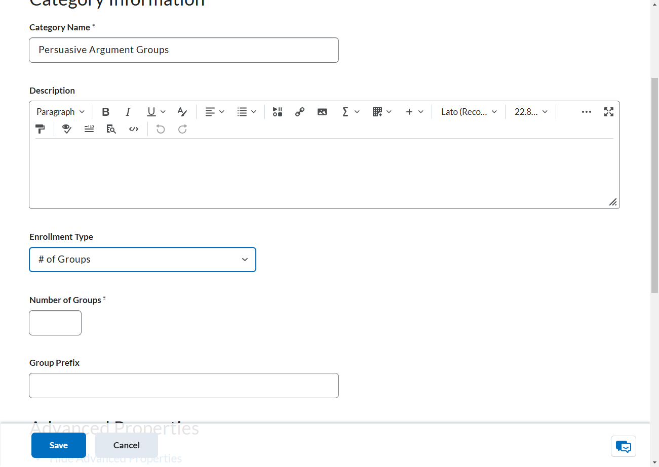 Select what type of group and enrollment you would like to use