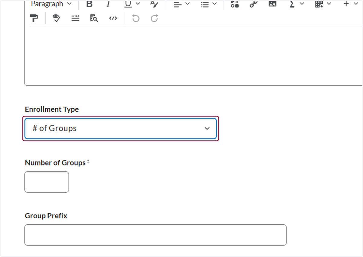 Select what type of group and enrollment you would like to use